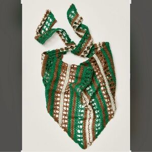 Free People Understated Crochet Hair Scarf green brown white new nwt boho